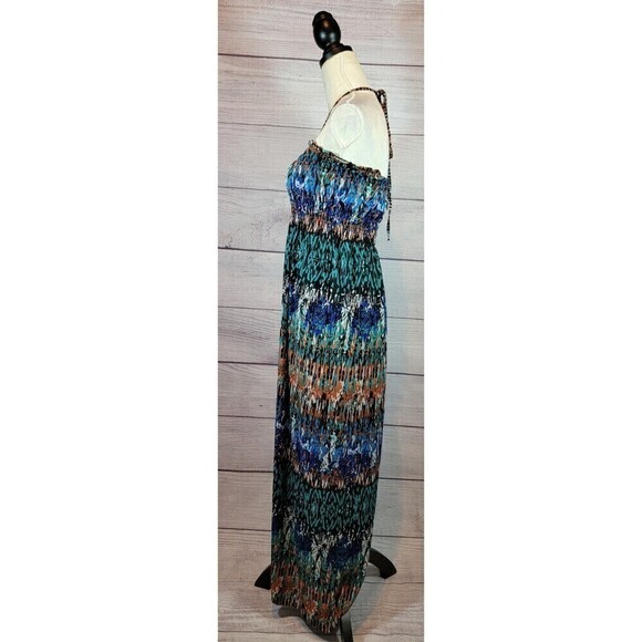 LOVE by Chesley Tie Maxi Dress Multi-colored Size Medium - Picture 2 of 9